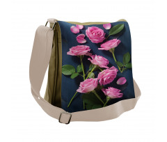 Roses Leaves on Branches Messenger Bag