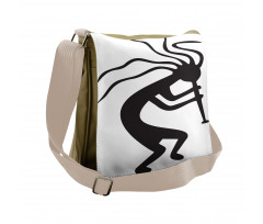 Monochrome Tribal Figure Messenger Bag