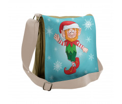 Little Man Dwarf and Snowflakes Messenger Bag