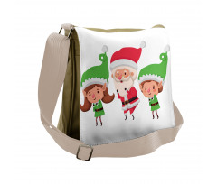 Young Girl and Boy Santa Claus Messenger Bag