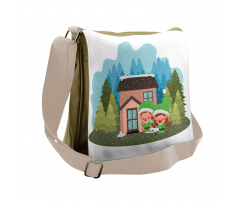 2 Dwarfs House in Winter Time Messenger Bag