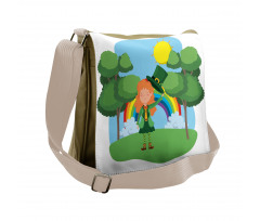 Young Girl Sun and a Rainbow Messenger Bag