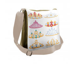 Golden Gemstones Tiaras Messenger Bag