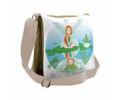 Fairy on Water Lily Leaf Messenger Bag