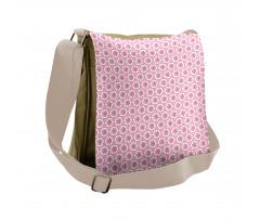 Pinkish Flowers in Hexagons Messenger Bag