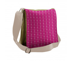 Pinkish Diagonal Squares Messenger Bag