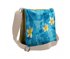 Frangipani Flower Aqua Messenger Bag