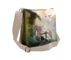 Fantasy Leaves Birds Messenger Bag