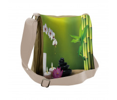 Bamboo Flower Orchid Stone Messenger Bag