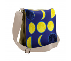 Lunar Phases Scheme at Night Messenger Bag