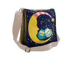 Sleeping Owl Couple Crescent Messenger Bag