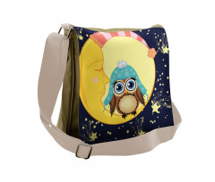 Owl and Moon with Hats Messenger Bag