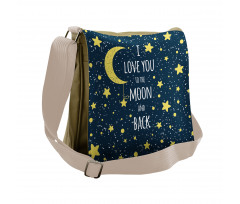 Romantic Typography Moon Star Messenger Bag