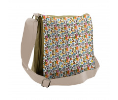 Colorful Animals Initials Messenger Bag