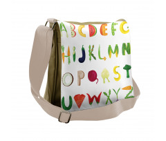 Vegetable Fruit Letters Messenger Bag