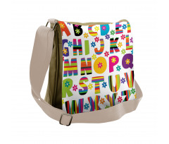 Floral Educational Letters Messenger Bag