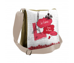 Je T'aime in Paris Messenger Bag