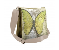 Writing and Butterfly Messenger Bag