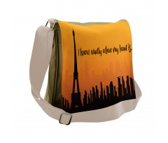 City Skyline Lettering Messenger Bag