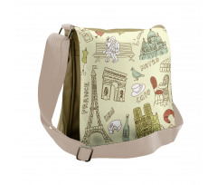 Paris Theme Elements Messenger Bag