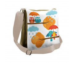 Autumn Cloud Bird Cartoon Messenger Bag