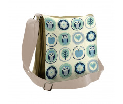 Flowers Apples in Circles Messenger Bag