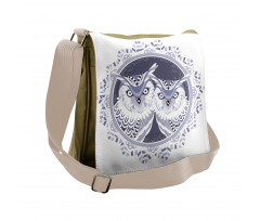 Vintage Night Birds Motif Messenger Bag