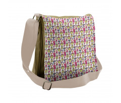 Colorful Floral Motifs Messenger Bag