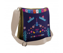 Guitar Hat Flowers Messenger Bag