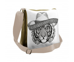 Tiger Fiesta Hat Art Messenger Bag