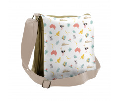 Animals Map and Foliage Messenger Bag