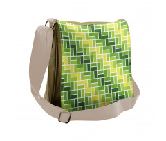 Diagonal Greenish Geometry Messenger Bag