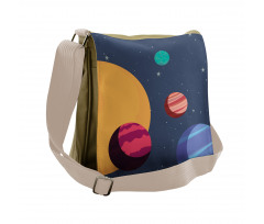 Cartoon Colorful Planets Messenger Bag