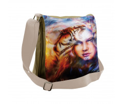 Tiger and Lion Head Messenger Bag