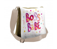 Colorful Graphic Wording Messenger Bag