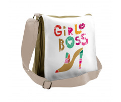 High Heel and Woman Lips Messenger Bag