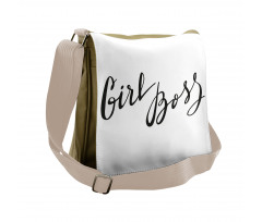 Monochrome Feminine Text Messenger Bag