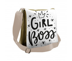 Hearts Crown and Words Messenger Bag