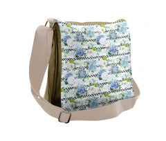 Fresh Flowers on Stripes Messenger Bag