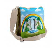 Waterfall and Rainbow Cartoon Messenger Bag