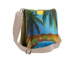 Big Palm Leaves Wild Outdoors Messenger Bag