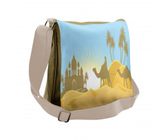 Trees and Camels on a Desert Messenger Bag