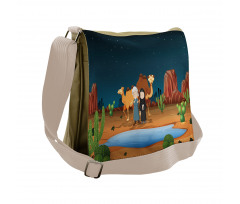 People Camels Cactus Messenger Bag