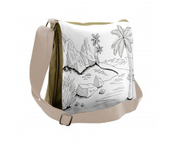 Pencil Sketch Outline Drawing Messenger Bag