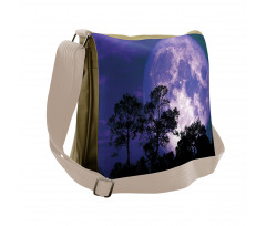 Trees on a Field at Night Messenger Bag