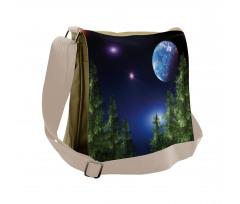 Cosmic Night Pine Trees Messenger Bag