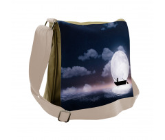 Fisherman in Boat Night Messenger Bag