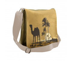 Camel and Palm Trees Sunset Messenger Bag