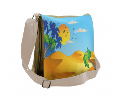 Cartoon Desert Landscape Palms Messenger Bag