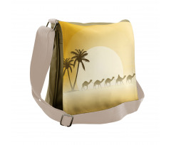 Camel Caravan and Palm Trees Messenger Bag